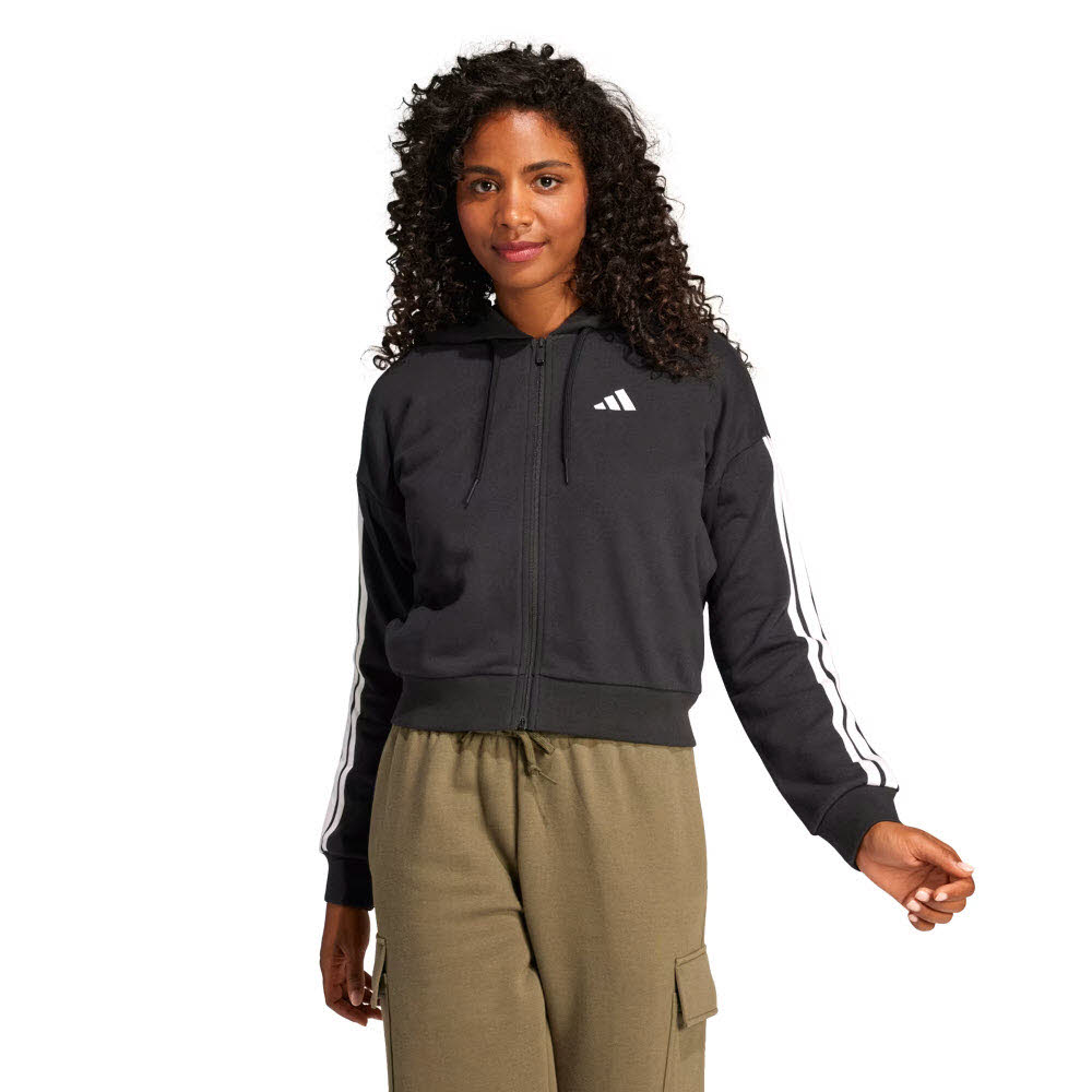 adidas Damen 3-Streifen Kapuzenjacke