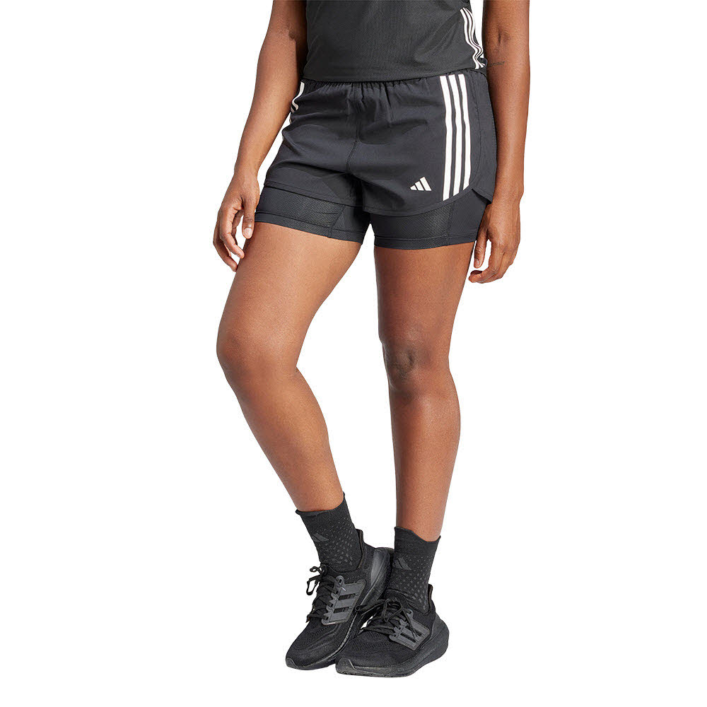 adidas Run 3-Stripes 2-in-1 Shorts